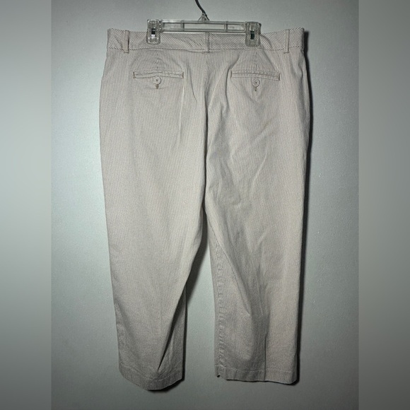 Talbots Woman’s Seersucker Size 14 Stretch Tan White Striped Pants - Picture 4 of 8
